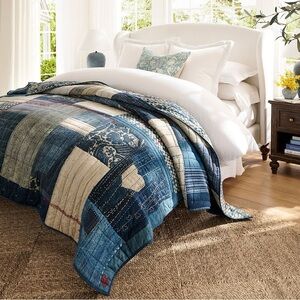 SOLD Pottery-barn❤️Love Denim Qulit&Case